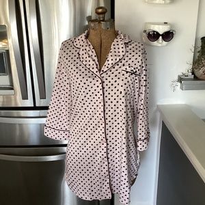 Kate Spade Light Pink and Black Polka Dot Pajama Top